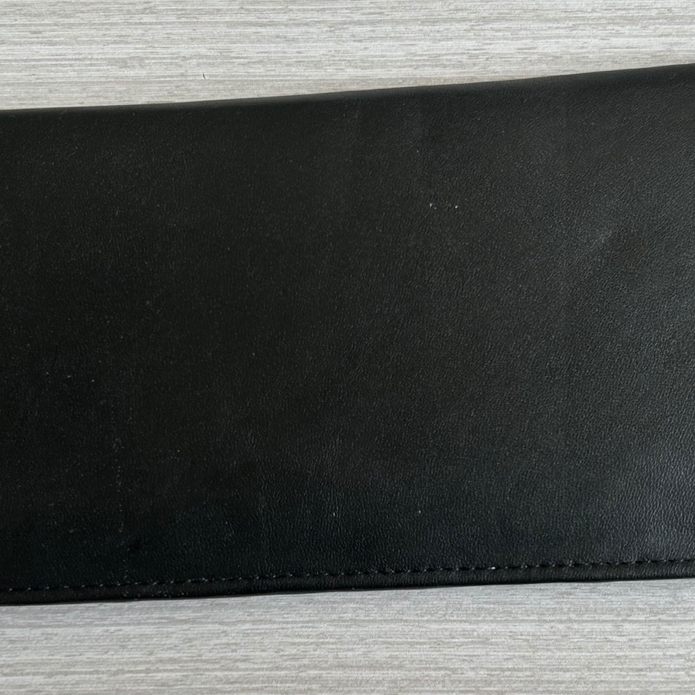 Genuine Leather Designer Brand Louis Feraud Long Wallet Credit Card Black